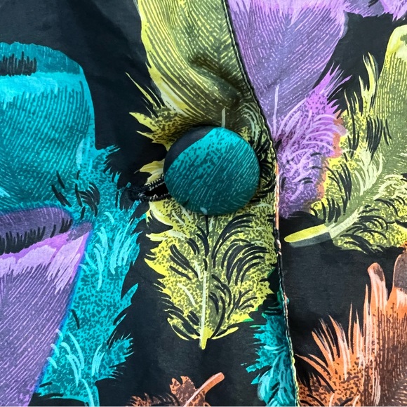 Carol Horn Vintage 100% Silk Allover Feather Print Blazer Multicolor - Picture 5 of 6